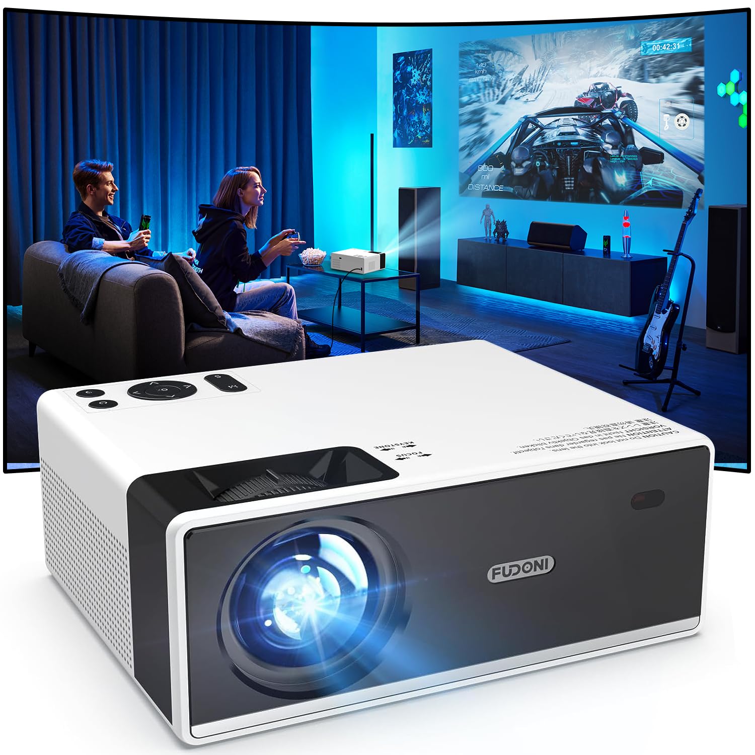 FUDONI Projector with WiFi and Bluetooth 4K Support