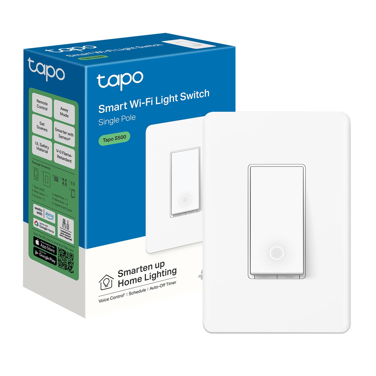 Tapo Smart Light Switch, Single Pole, Need Neutral Wire, S500
