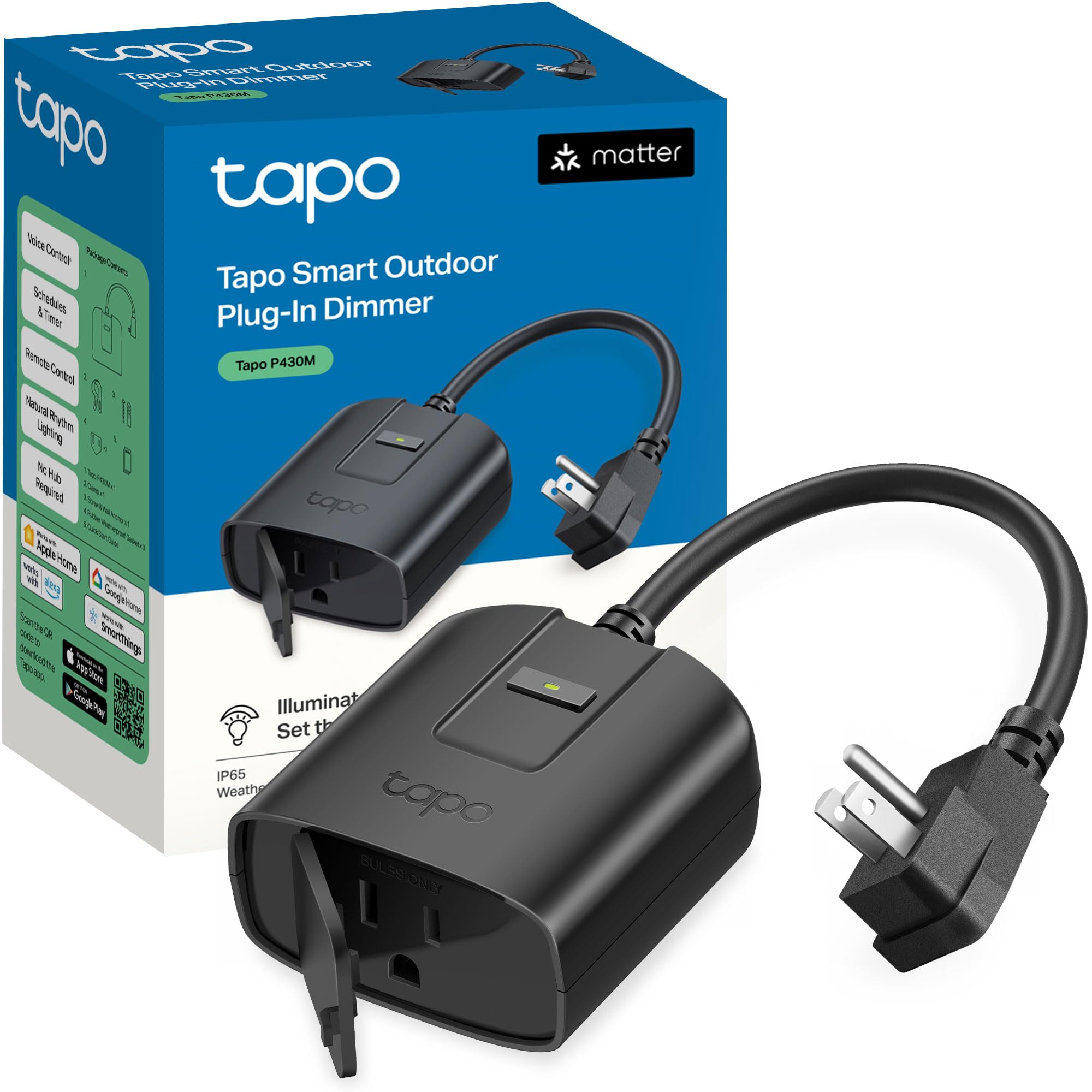 Tapo Outdoor Smart Dimmer Plug for Outdoor Lights, Matter, P430M
