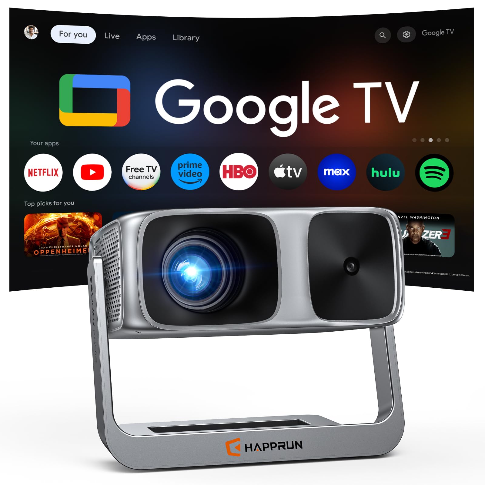 HAPPRUN Official Licensed Google TV Outdoor Projector