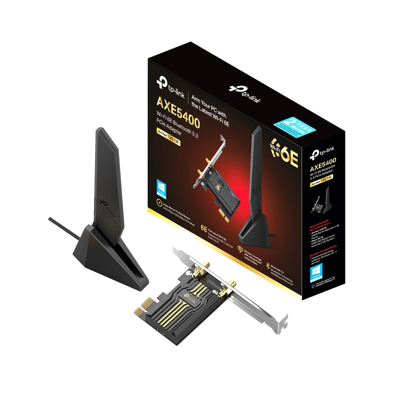 TP-Link WiFi 6E Intel AX210 Tri-Band PCIe WiFi Card for Desktop PC, 6 GHz